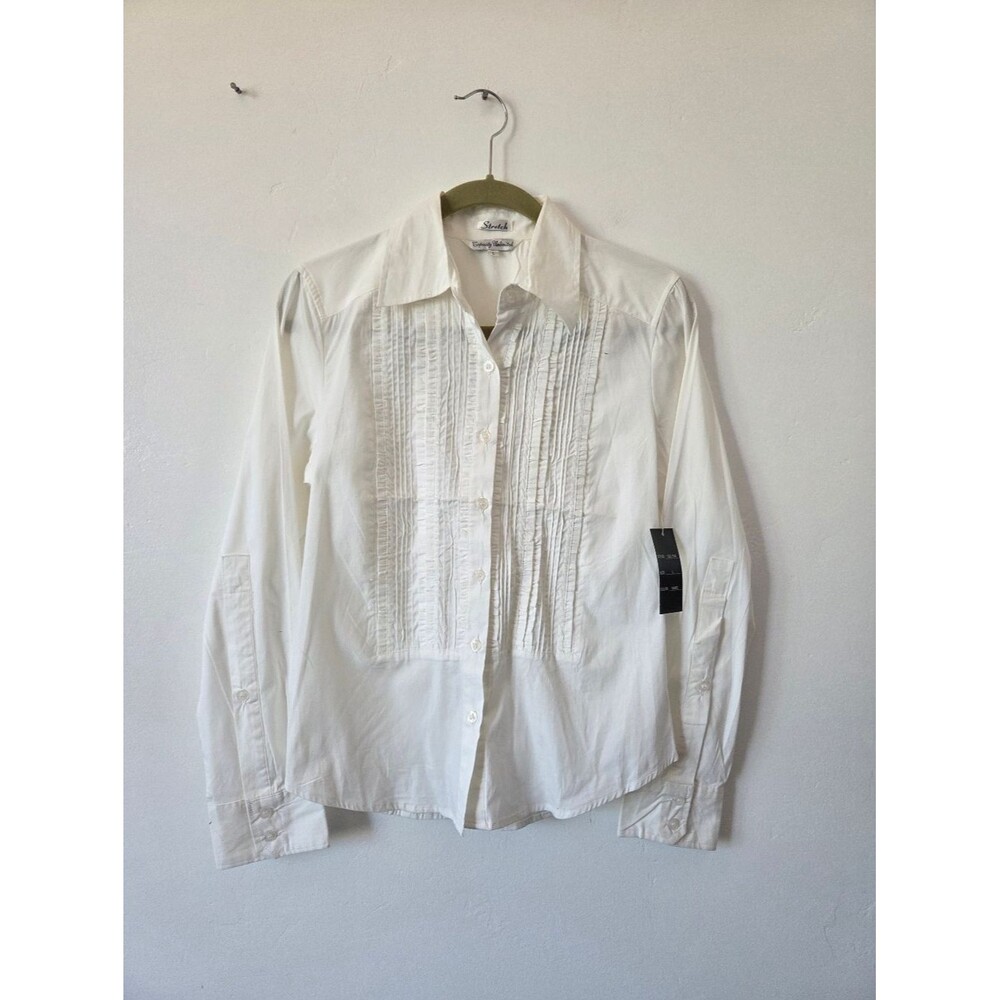 NEW Capacity Unlimited Stretch White Button Shirt Blouse Victorian Peasant Poet